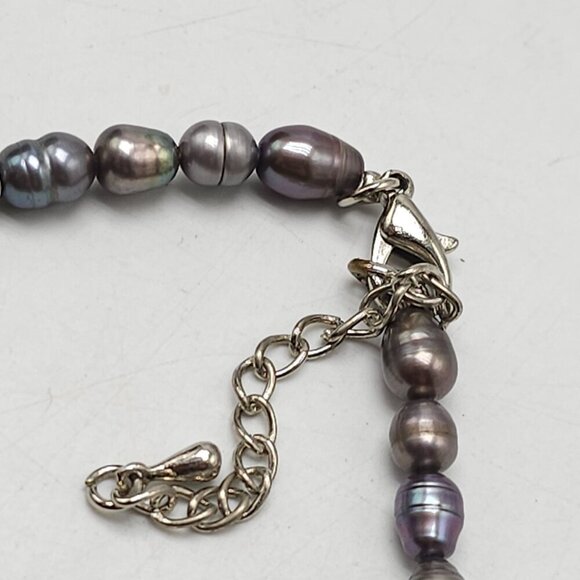Purple Freshwater Pearl Necklace With Pendant Lobster Clasp Adjustable Chain - Picture 5 of 6